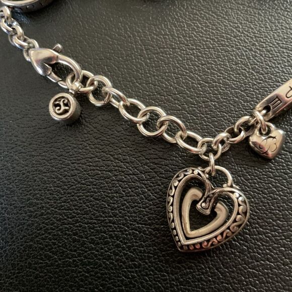 Brighton Ellington Hope Love Chain Heart Bracelet Silver Tone Engraved - Picture 4 of 4